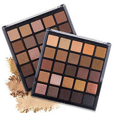 Load image into Gallery viewer, Matte and Shimmer Eyeshadow Palette, Vodisa 25 Smoky Warm Color Eye Shadows Glitter Makeup Kit Make Up Brushes Set Nature Nude Earth Tone Waterproof Beauty Cosmetics High Pigment Powder Pallet 25B
