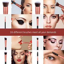 Load image into Gallery viewer, Syntus Makeup Brush Set, 16 Makeup Brushes &amp; 4 Blender Sponge &amp; 1 Brush Cleaner Premium Synthetic Foundation Powder Kabuki Blush Concealer Eye Shadow Makeup Brush Kit, Black Golden
